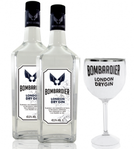 Kit 2 Gin Bombardier London Dry 1000 ml com Taça Grátis