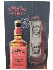 Kit Jack Daniels Fire 1000 ml 2 Copos