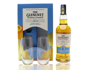 Kit Whisky Glenlivet Founder's Reserve 750ml + 2 Copos